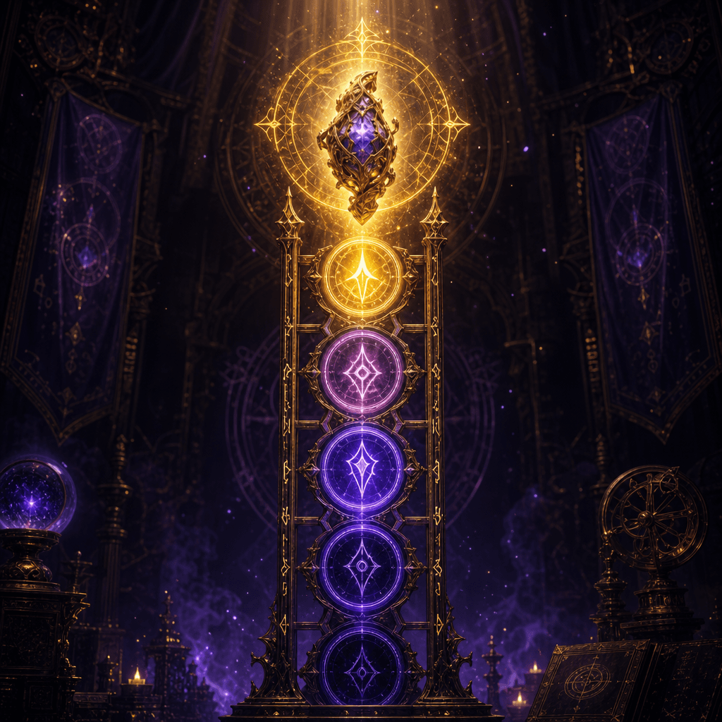 An arcane rarity meter ascending from violet to gold